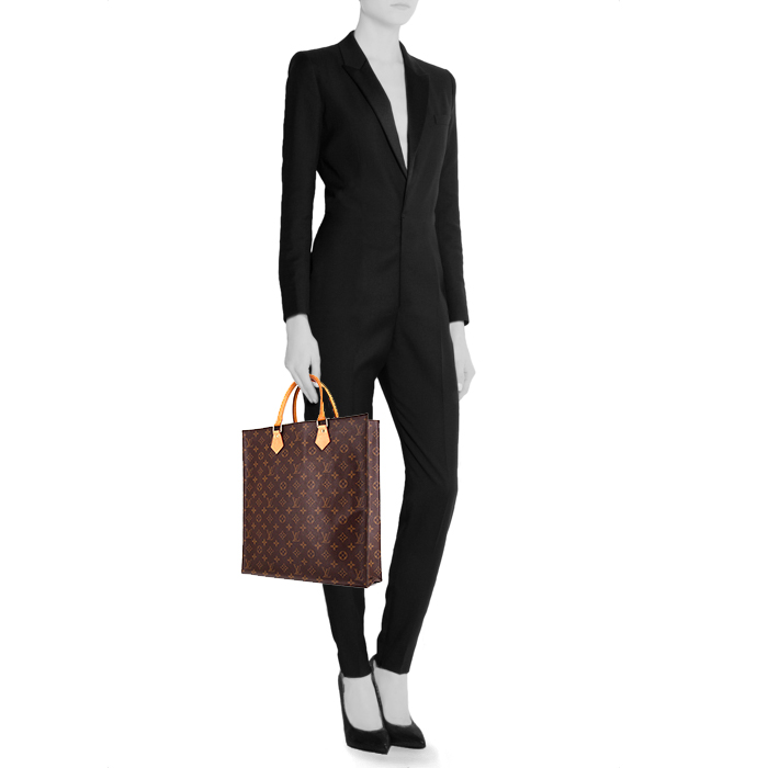 Louis Vuitton Louis Vuitton Sac Plat shopping bag in brown monogram canvas and natural leather - Detail D1
