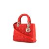Dior Lady Dior medium model handbag in red leather cannage - 00pp thumbnail