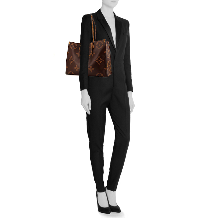 Louis Vuitton Onthego large model shopping bag in brown two tones monogram canvas - Detail D2