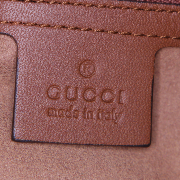Gucci Padlock medium model shopping bag in beige logo canvas and brown leather - Detail D3