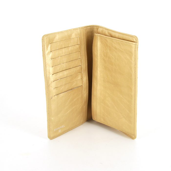 Chanel  Chanel 2.55 - Wallet wallet  in gold quilted leather - Detail D2