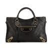 Balenciaga Classic City Metallic Edge handbag in black leather - 360 thumbnail