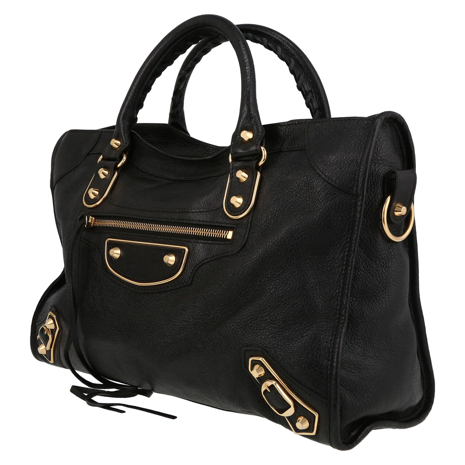 Bolso de mano Balenciaga  Metallic Edge en cuero negro - Detail D3