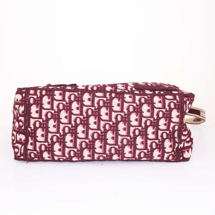 Dior Diorcamp shoulder bag in burgundy monogram canvas Oblique - Detail D4
