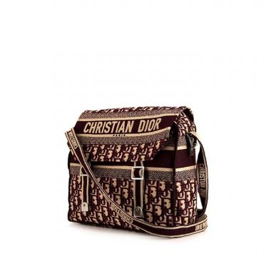 Borsa a tracolla Dior Diorcamp in tessuto a monogramma Oblique bordeaux