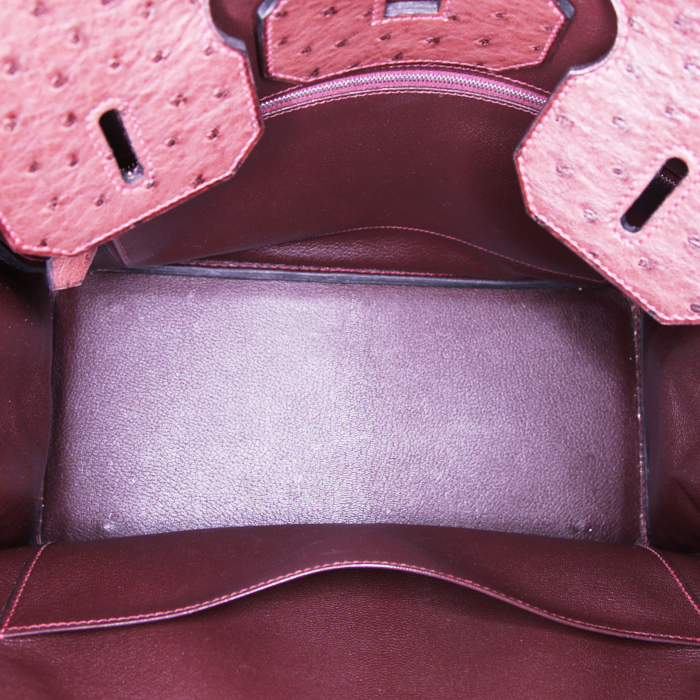 Sac de week end Hermes Haut à Courroies en autruche marron - Detail D2
