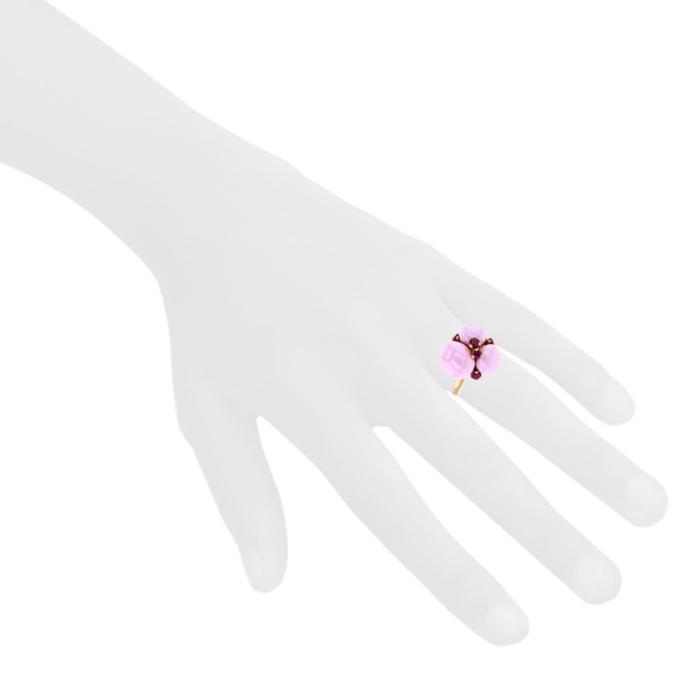 Pomellato Capri ring in pink gold, ceramic and ruby - Detail D1