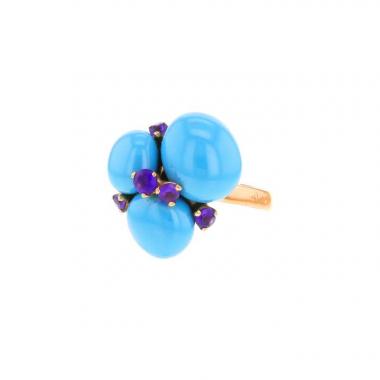 Bague Pomellato Capri en or rose,  céramique et améthyste