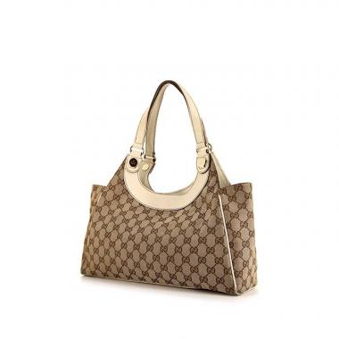 Sac à main Gucci Charmy en toile monogram beige et cuir crème