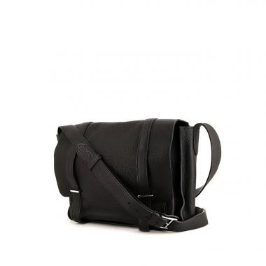 Bolso bandolera Hermès Steve en cuero taurillon clémence negro