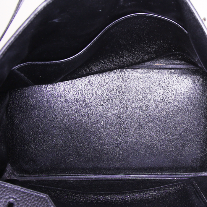 Sac à main Hermes Birkin 35 cm en cuir Fjord noir - Detail D2