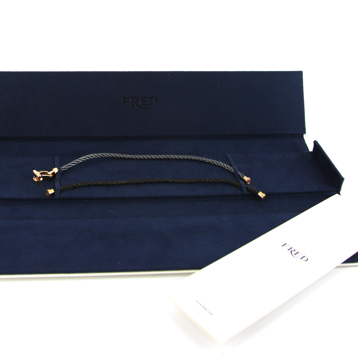 Fred Force 10 medium model bracelet in pink gold and stainless steel - Detail D2