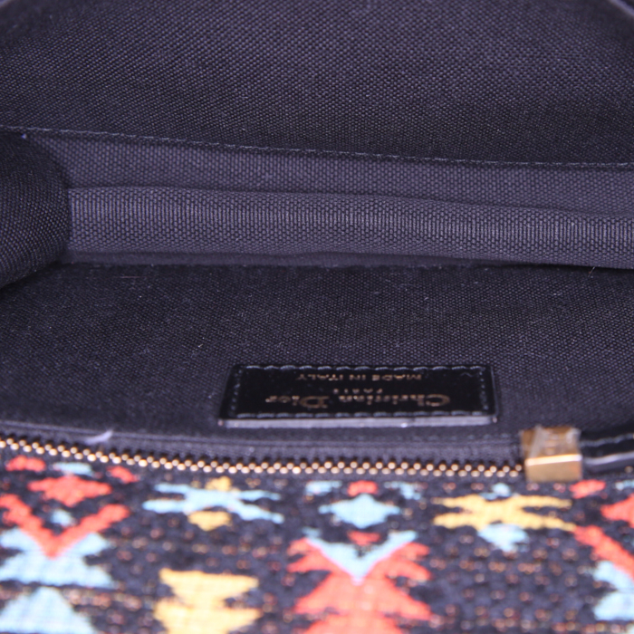 Dior Dioraddict shoulder bag in black, yellow and red canvas - Detail D3