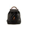 Sac à dos Gucci Bamboo Backpack en cuir noir - 360 thumbnail