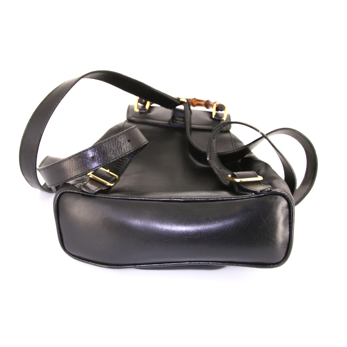 Gucci Bamboo Backpack backpack in black leather - Detail D4