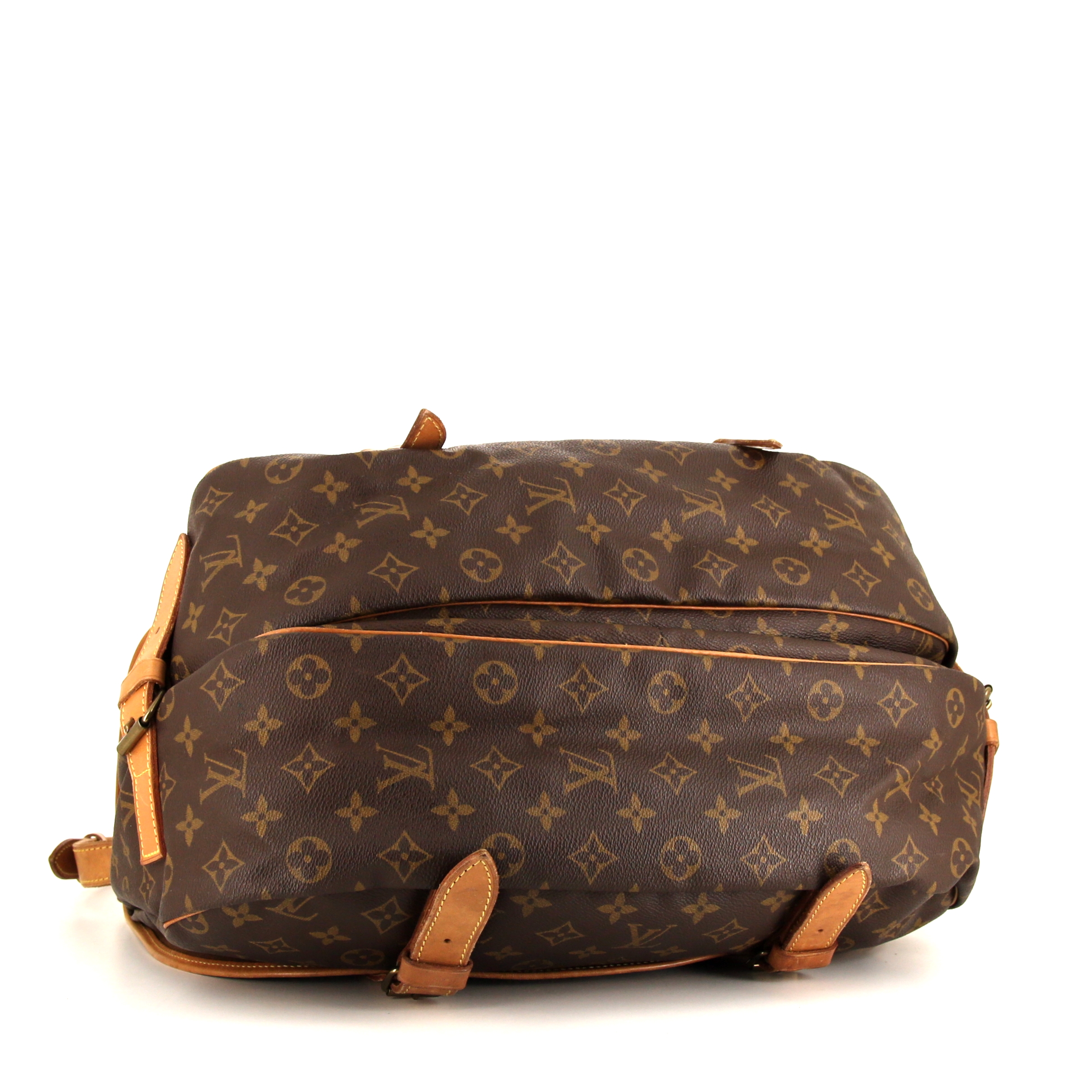 Louis Vuitton Saumur size XL shoulder bag in brown monogram canvas and natural leather - Detail D5