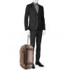 Louis Vuitton Pegase rigid suitcase in ebene damier canvas and brown leather - Detail D1 thumbnail