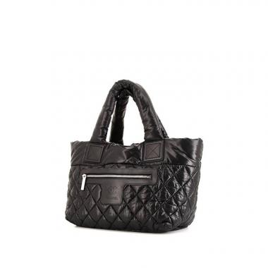 Sac à main Chanel Coco Cocoon en toile matelassée noire et cuir noir
