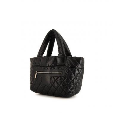 Sac à main Chanel Coco Cocoon en toile matelassée noire et cuir noir