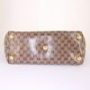 Shopping bag Gucci Babouska in tela siglata beige e pelle marrone - Detail D4 thumbnail