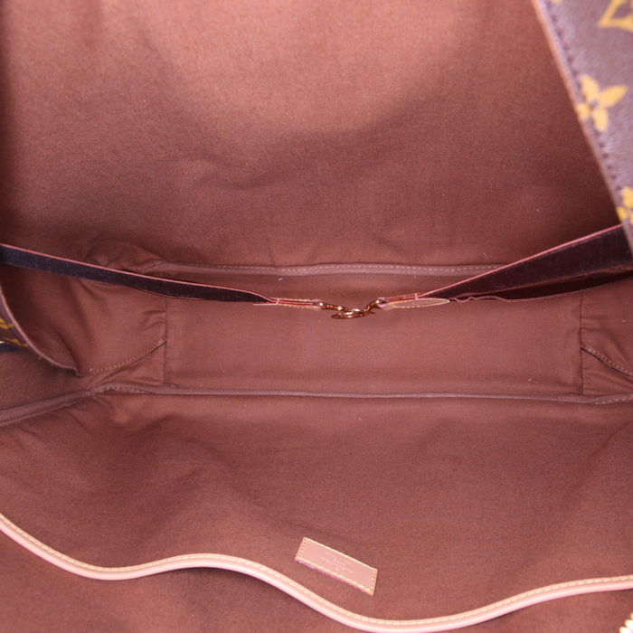 Borsa da viaggio Louis Vuitton Sirius 55 in tela monogram cerata marrone e pelle naturale - Detail D2