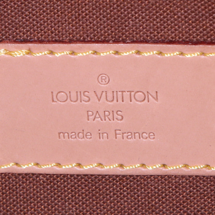 Borsa da viaggio Louis Vuitton Sirius 55 in tela monogram cerata marrone e pelle naturale - Detail D3