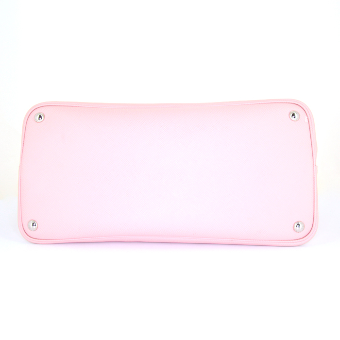 Sac cabas Prada Double en cuir saffiano rose - Detail D5
