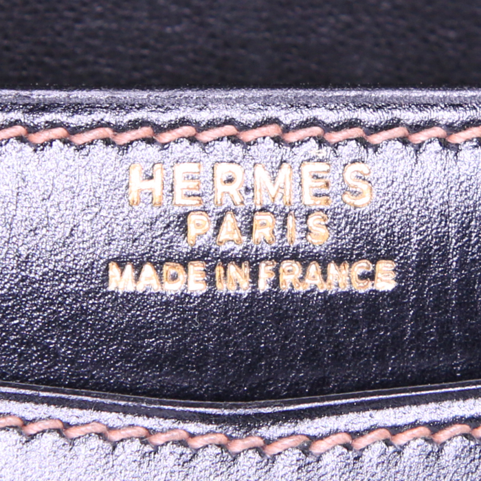 Bolsito de mano Hermès Faco en cuero box negro - Detail D3