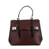 Prada Vitello handbag in burgundy and black bicolor leather - 360 thumbnail