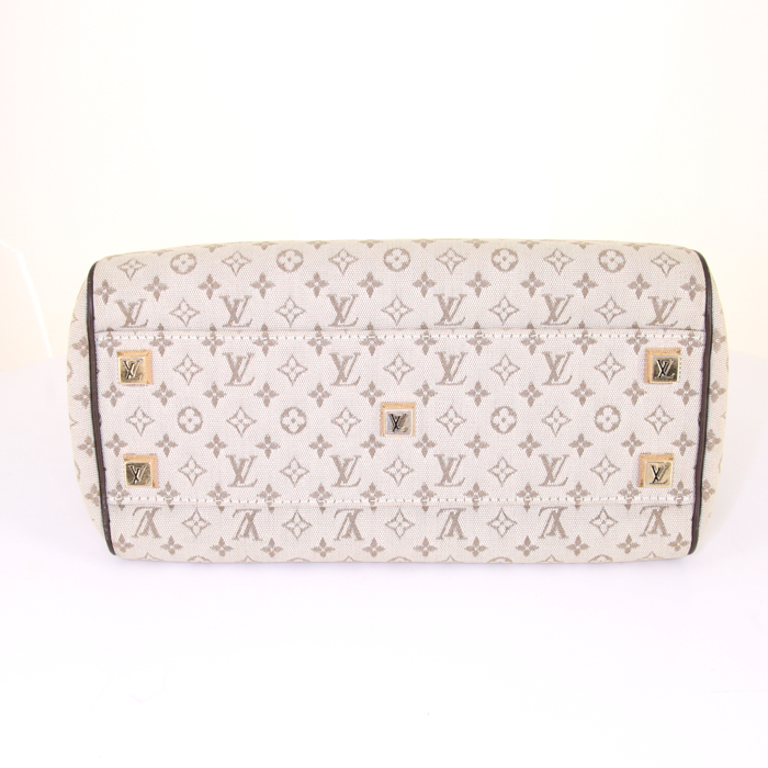 Sac à main Louis Vuitton Joséphine en toile monogram Idylle beige et cuir marron - Detail D4