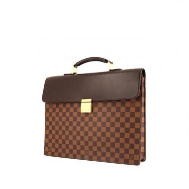 Porte-documents Louis Vuitton Altona en toile damier enduite ébène et cuir glacé ébène