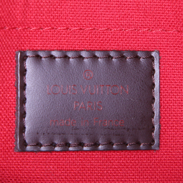 Bolso para llevar al hombro o en la mano Louis Vuitton Thames en lona a cuadros revestida ébano y cuero esmaltado marrón - Detail D3