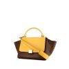 Celine Trapeze small model handbag in yellow, brown and etoupe tricolor leather - 00pp thumbnail
