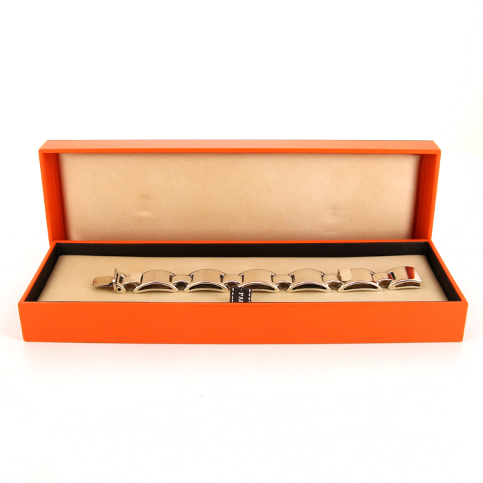 Articulated Hermès Luna Park 1990's bracelet in silver - Detail D2