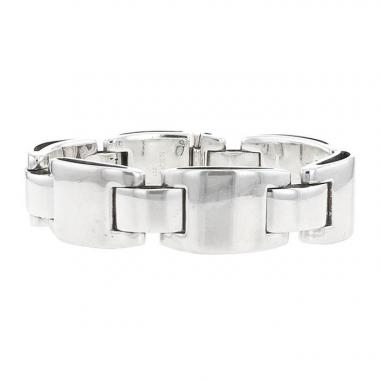 Bracelet époque années 90 articulé Hermès Luna Park en argent