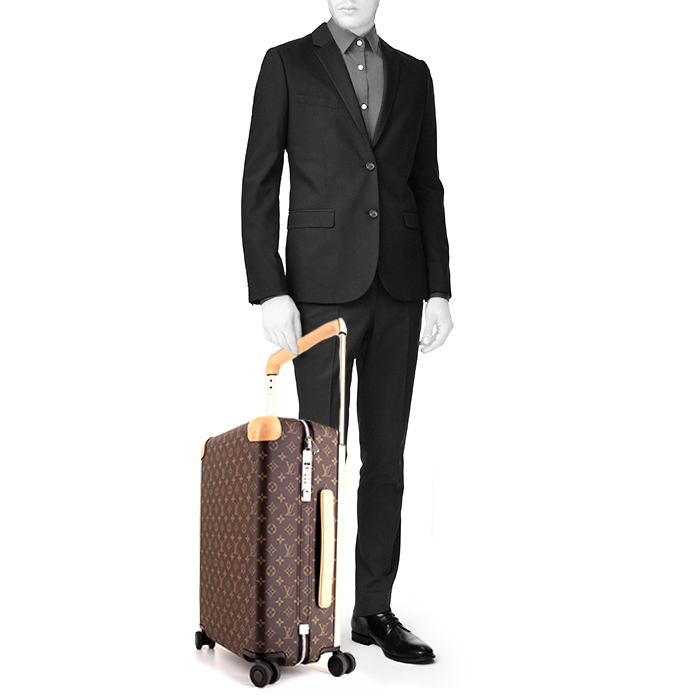 Louis Vuitton Horizon 50 suitcase in brown monogram canvas and natural leather - Detail D1