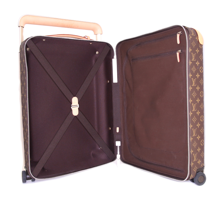 Maleta Louis Vuitton Horizon 50 en lona Monogram marrón y cuero natural - Detail D2