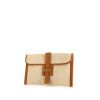 Hermes Jige pouch in beige canvas and gold leather - 00pp thumbnail