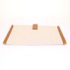 Hermes Jige pouch in beige canvas and gold leather - Detail D4 thumbnail