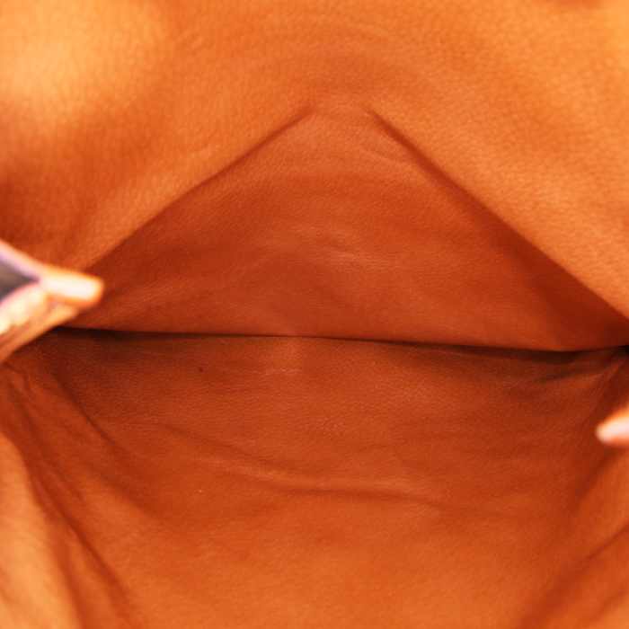 Pochette Louis Vuitton Vintage en toile monogram marron et cuir naturel - Detail D2