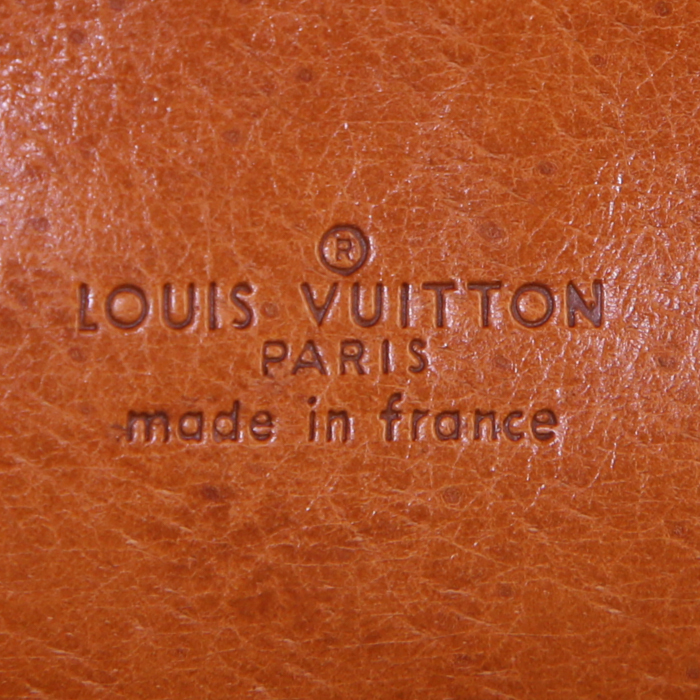 Pochette Louis Vuitton Vintage en toile monogram marron et cuir naturel - Detail D3