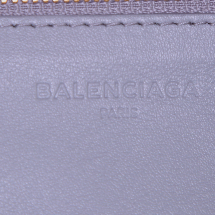 Shopping bag Balenciaga Bazar shopper in pelle grigia - Detail D4