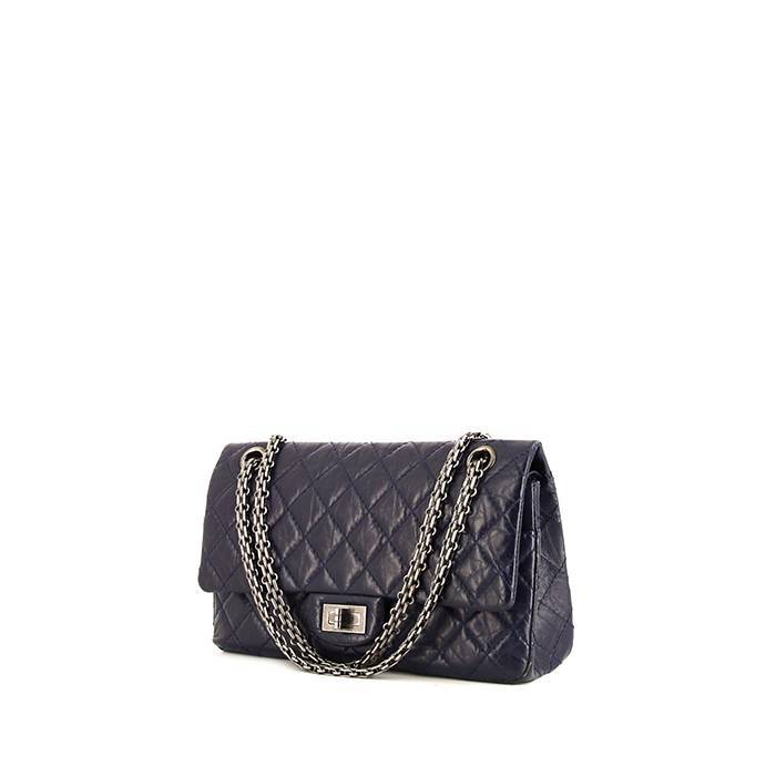 Chanel 2.55 shoulder bag in navy blue quilted leather - 00pp