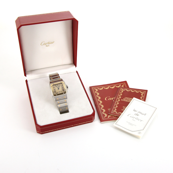 Cartier Santos Galbée watch in gold and stainless steel Circa  1990 - Detail D2