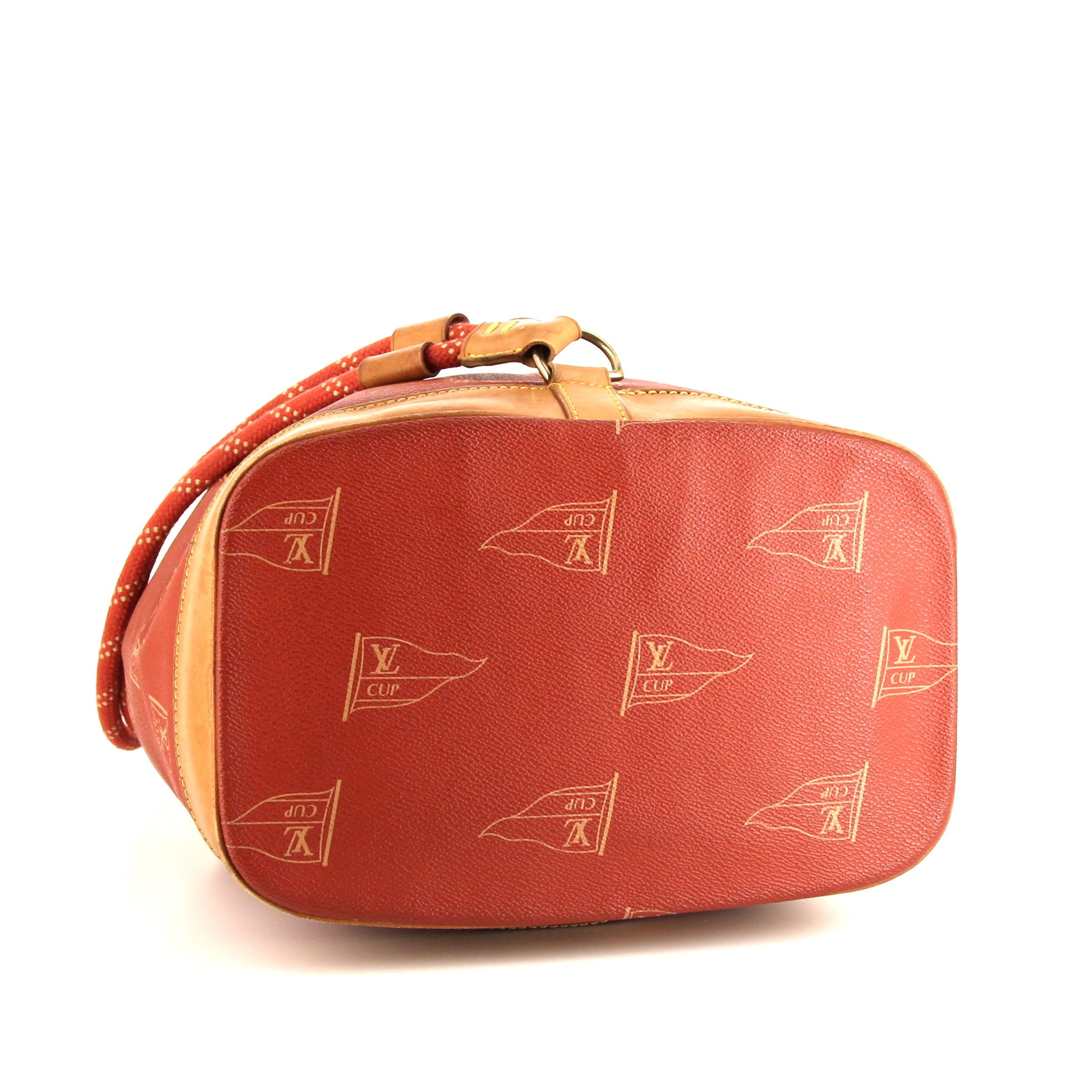 Louis Vuitton America's Cup backpack in orange monogram canvas and natural leather - Detail D4