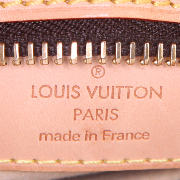 Sac bandoulière Louis Vuitton Manhattan en toile monogram marron et cuir naturel - Detail D3