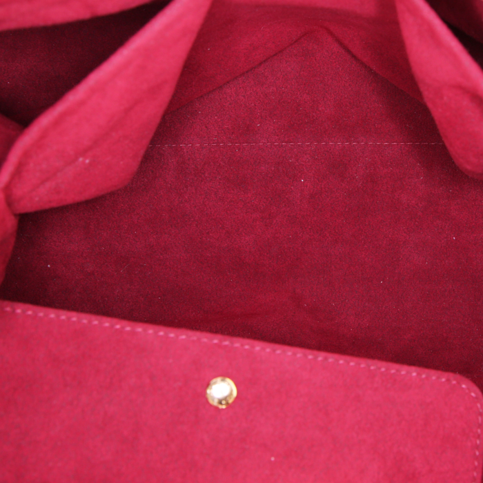 Bolso de mano Louis Vuitton Ursula en lona Monogram revestida multicolor blanca y cuero natural - Detail D2