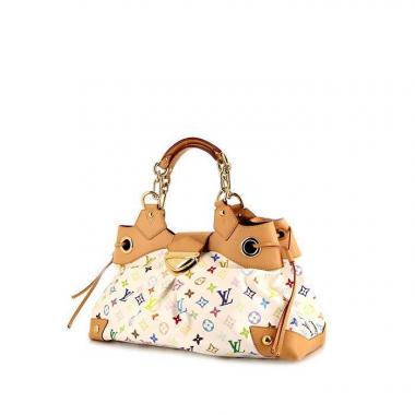 Bolso de mano Louis Vuitton Ursula en lona Monogram revestida multicolor blanca y cuero natural