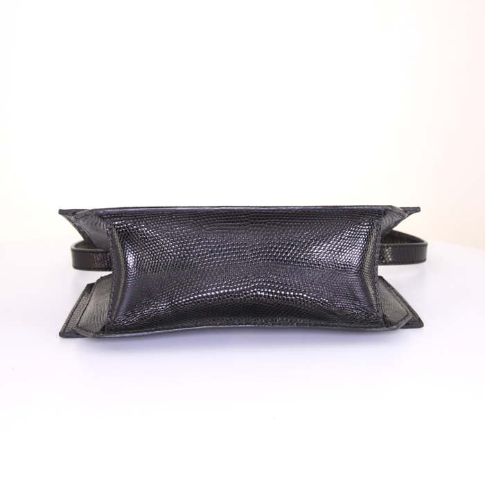 Bolso para llevar al hombro Givenchy Bow Cut en piel de lagarto negra - Detail D4