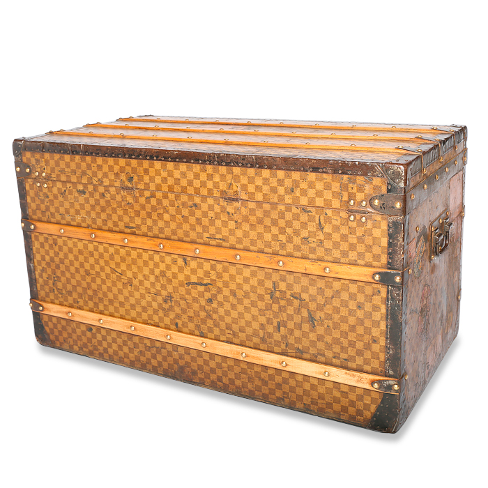 Bauletto Louis Vuitton Malle Courrier in tela a scacchi marrone - Detail D1